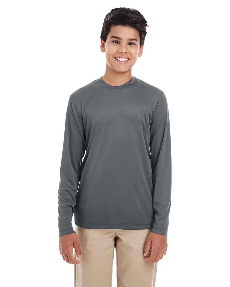 UltraClub 8622Y Youth Cool & Dry Performance Long-Sleeve Top Front Fullsize"