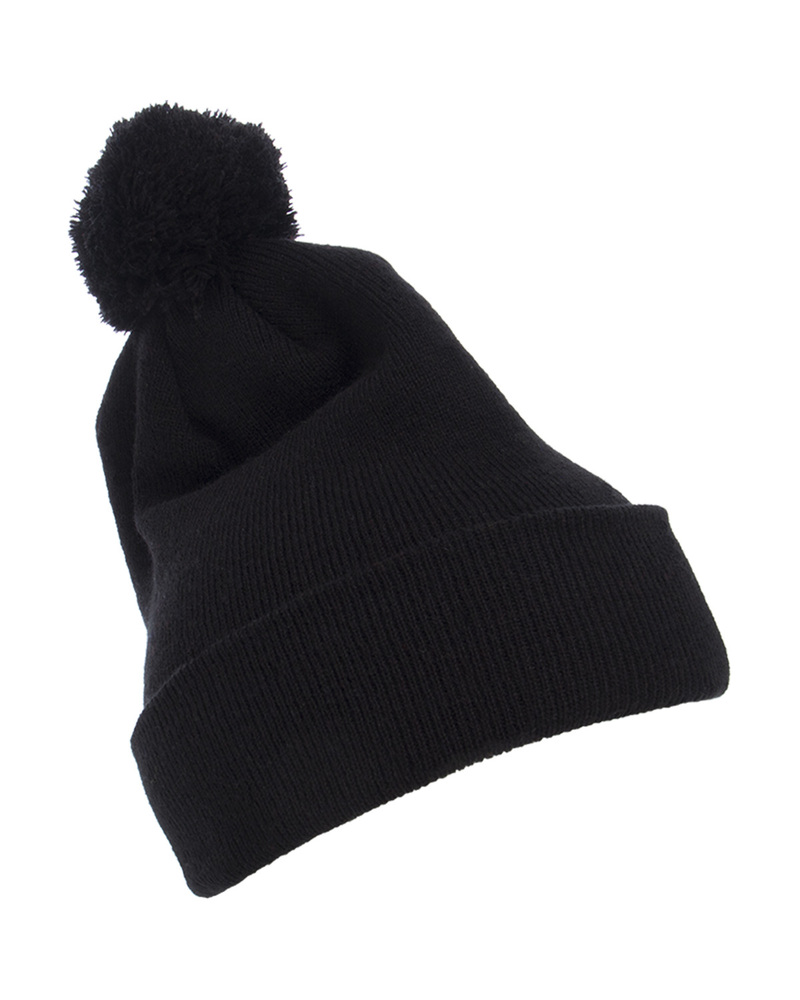 yupoong 1501p cuffed knit beanie with pom pom hat Front Fullsize