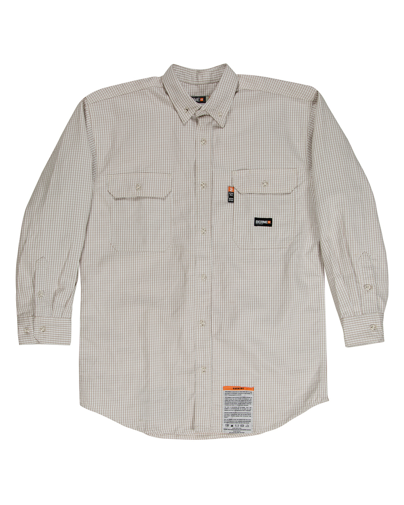 berne frsh21 men's flame-resistant down plaid work shirt Front Fullsize