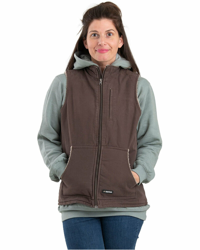 berne wv15 ladies' sherpa-lined softstone duck vest Front Fullsize