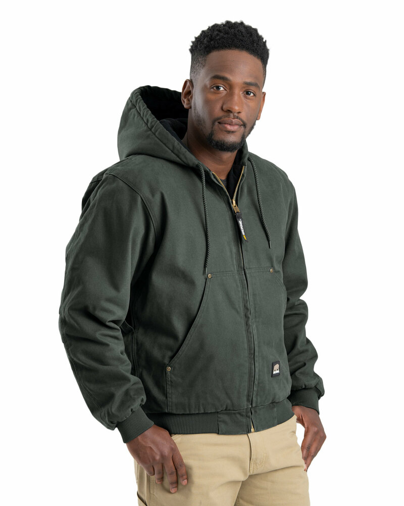 Berne HJ375T Men's Tall Highland Washed Cotton Duck Hooded Jacket Front Fullsize"
