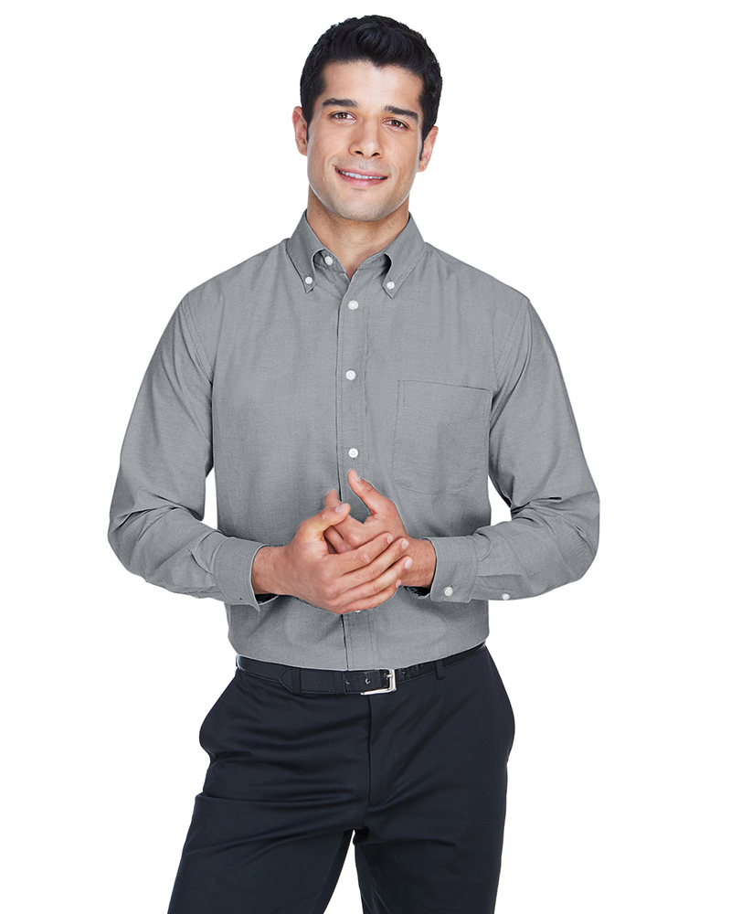 Harriton M600 Men's Long-Sleeve Oxford with Stain-Release Front Fullsize"