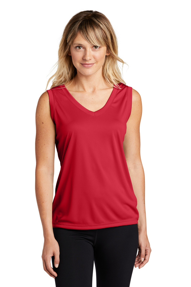 Sport-Tek LST352 Women's Sleeveless PosiCharge ® Competitor™ V-Neck Tee Front Fullsize"