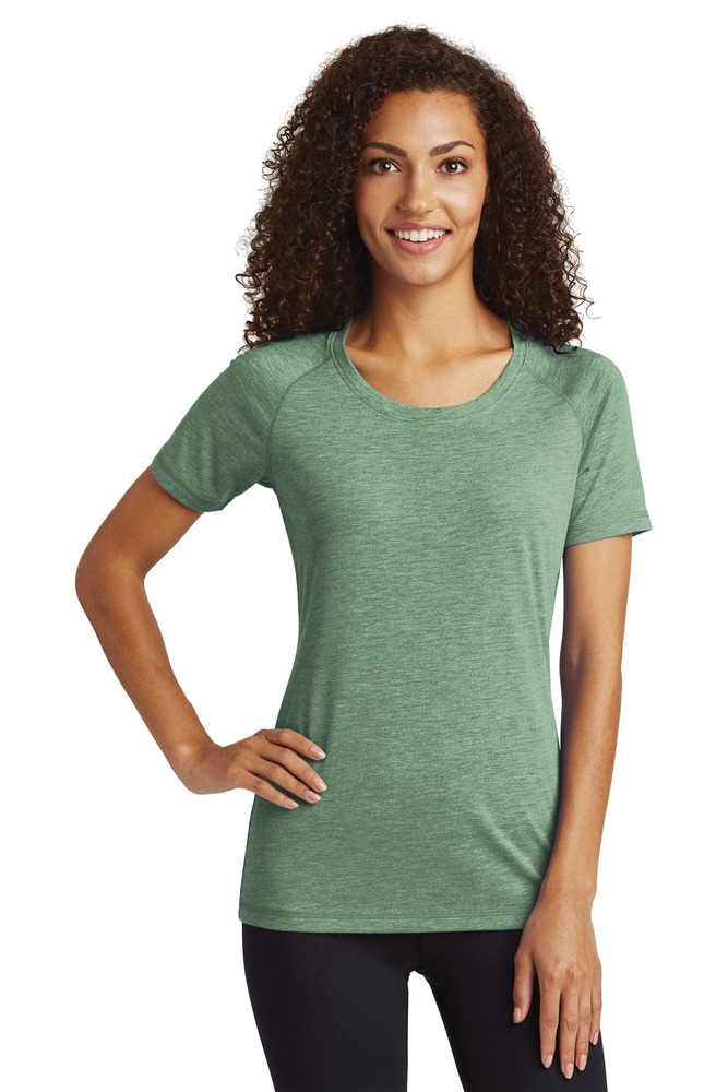 sport-tek lst400 ladies posicharge ® tri-blend wicking scoop neck raglan tee Front Fullsize