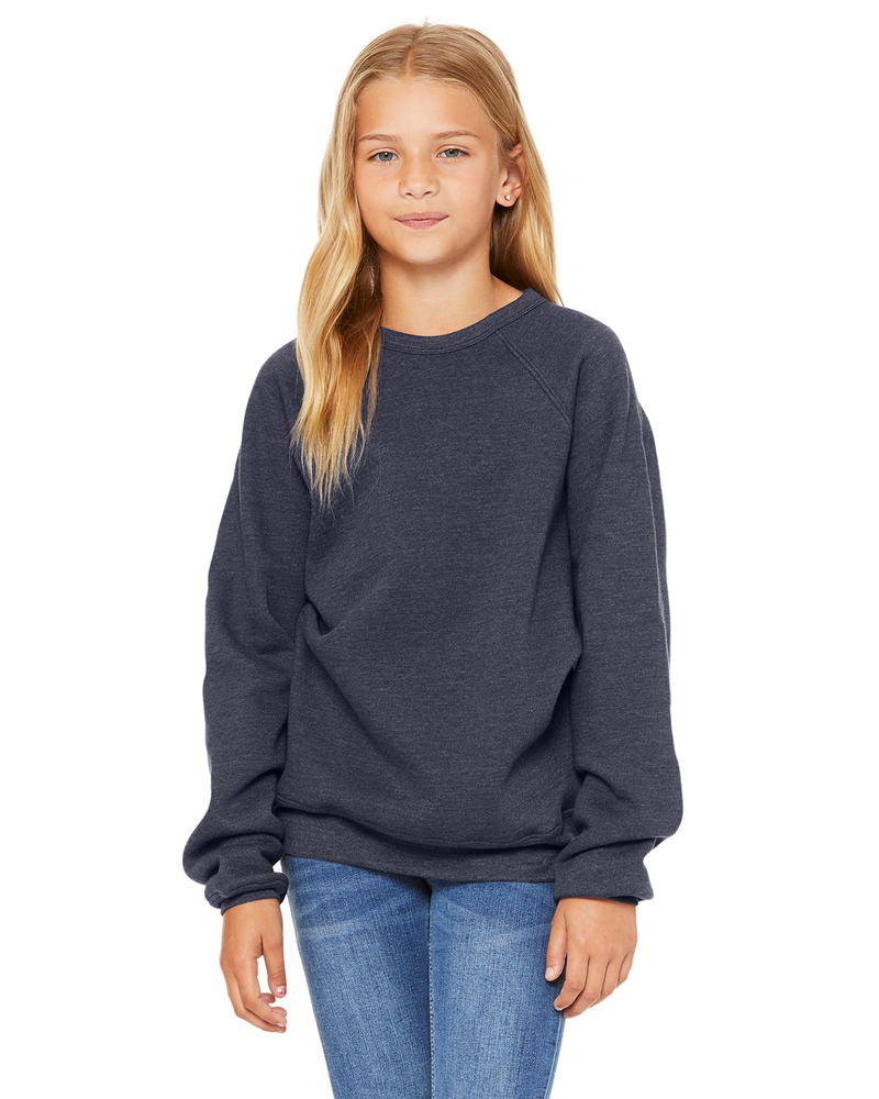 Bella + Canvas 3901Y Youth Sponge Fleece Raglan Sweatshirt Front Fullsize"