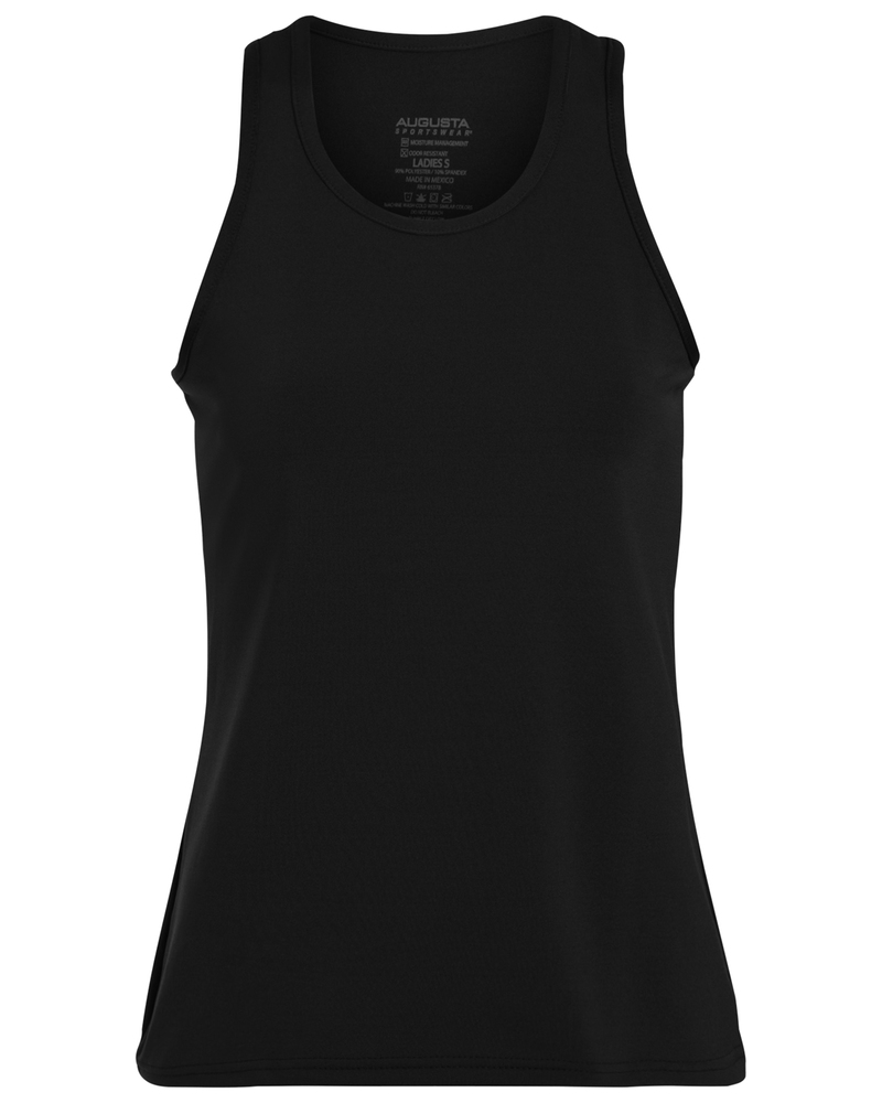 augusta sportswear 1203 girls poly/spandex solid racerback tank Front Fullsize