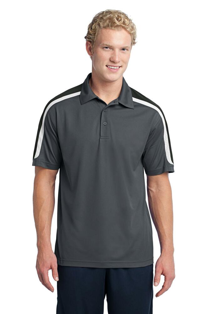 sport-tek st658 tricolor shoulder micropique sport-wick ® polo Front Fullsize