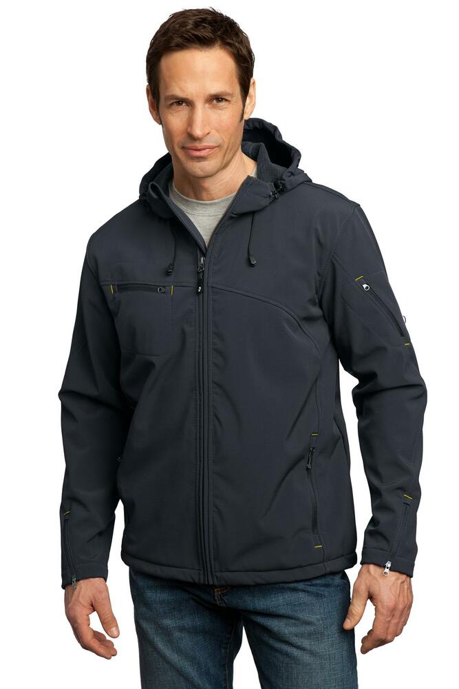 port authority j706 textured hooded soft shell jacket Front Fullsize