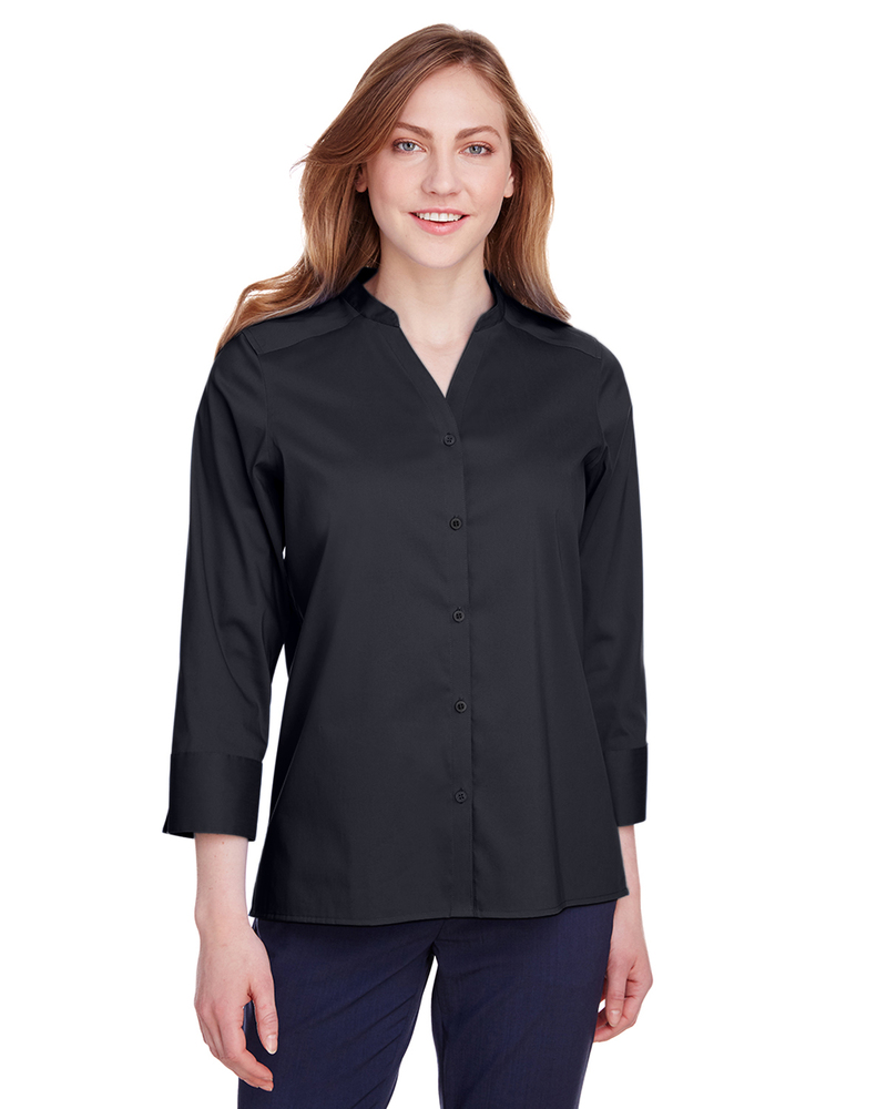 Devon & Jones DG560W Ladies' Crown  Collection Stretch Broadcloth 3/4 Sleeve Blouse Front Fullsize"