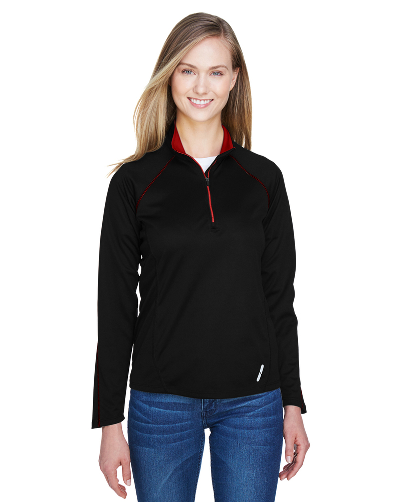North End 78187 Ladies' Radar Quarter-Zip Performance Long-Sleeve Top Front Fullsize"