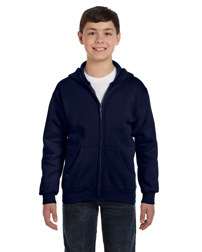 hanes p480 youth ecosmart ® full-zip hooded sweatshirt Front Fullsize