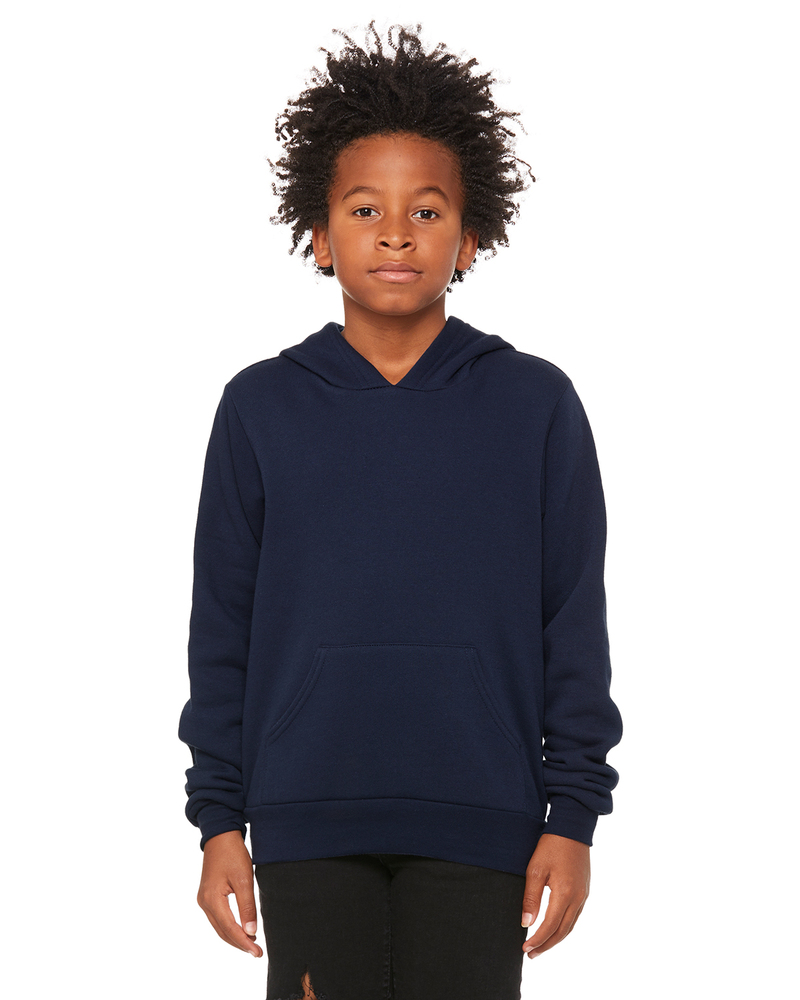 Bella + Canvas 3719Y Youth Sponge Fleece Pullover Hooded Sweatshirt Front Fullsize"