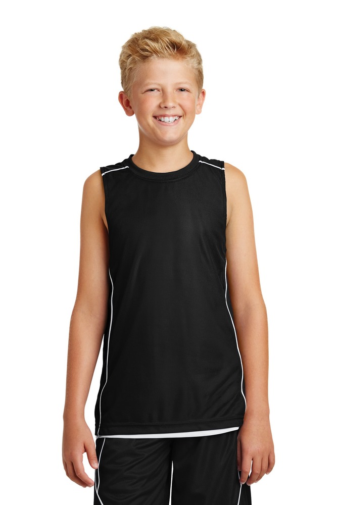 Sport-Tek YT555 Youth PosiCharge ® Mesh Reversible Sleeveless Tee Front Fullsize"