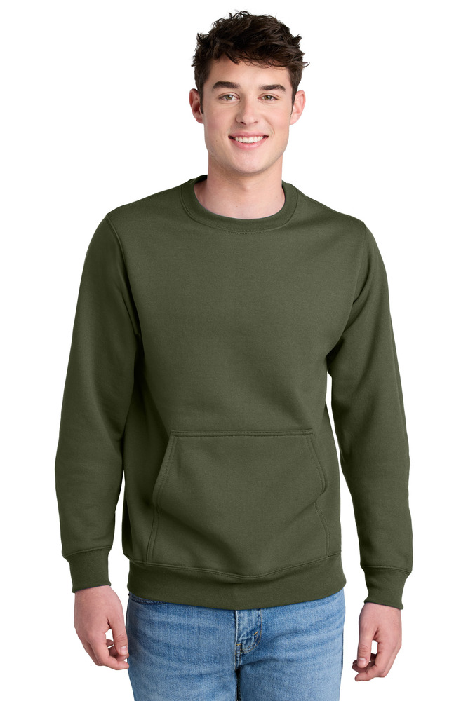 port & company pc78pkt core fleece crewneck pocket sweatshirt Front Fullsize