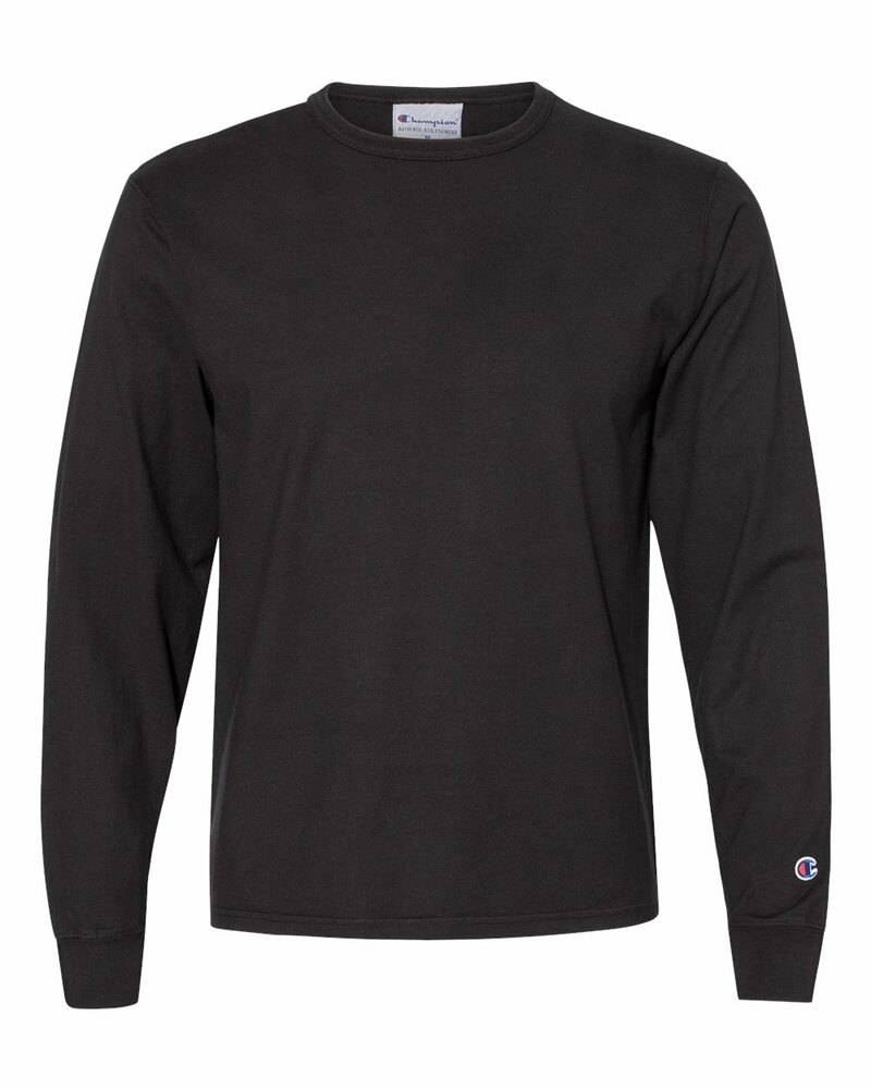 Champion CD200 Unisex Long-Sleeve Garment Dyed T-Shirt Front Fullsize"