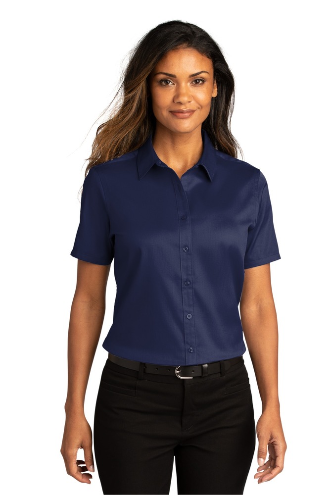 Port Authority LW809 Ladies Short Sleeve SuperPro ™ React ™ Twill Shirt Front Fullsize"