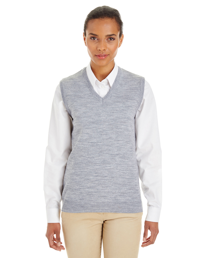 harriton m415w ladies' pilbloc™ v-neck sweater vest Front Fullsize