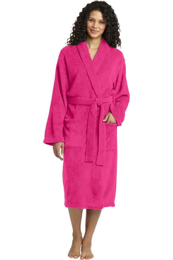 port authority r102 plush microfleece shawl collar robe Front Fullsize