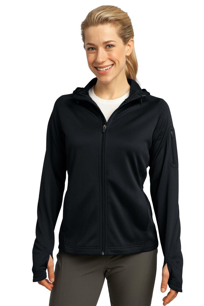 sport-tek l248 ladies tech fleece full-zip hooded jacket Front Fullsize