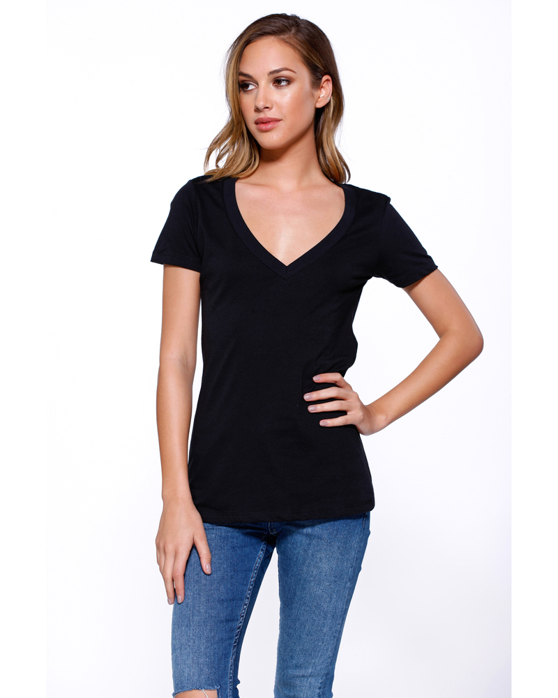 startee st1212 ladies' cotton v-neck t-shirt Front Fullsize