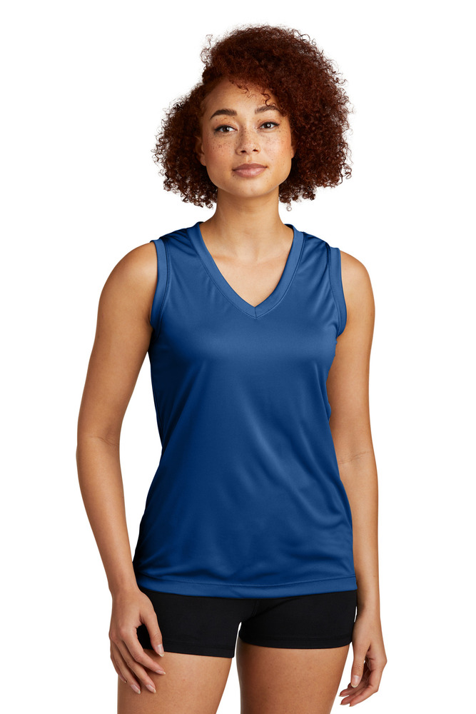 sport-tek lst352 women's sleeveless posicharge ® competitor™ v-neck tee Front Fullsize