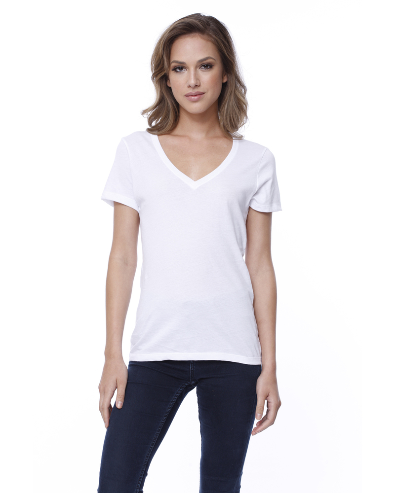 startee st1212 ladies' cotton v-neck t-shirt Front Fullsize