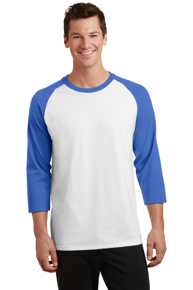 port & company pc55rs core blend 3/4-sleeve raglan tee Front Fullsize