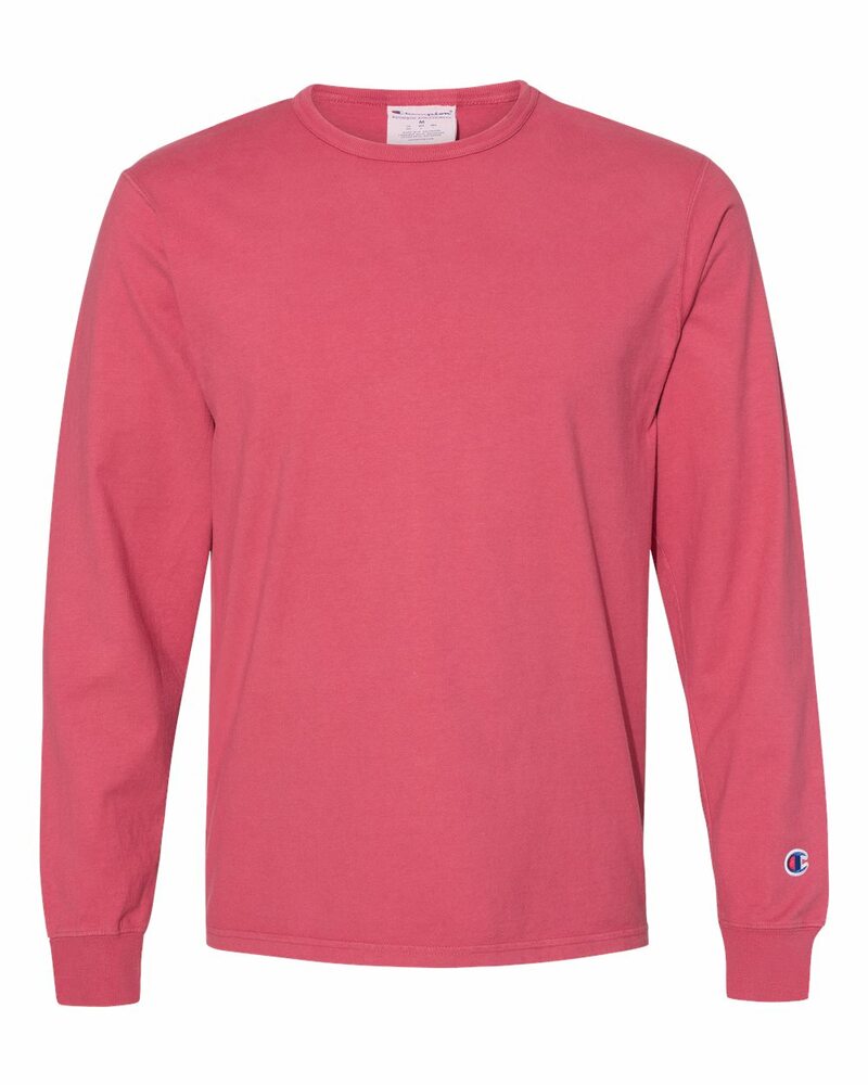 champion cd200 unisex long-sleeve garment dyed t-shirt Front Fullsize