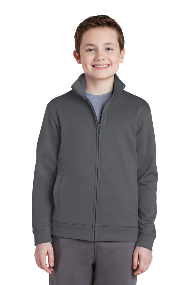 sport-tek yst241 youth sport-wick ® fleece full-zip jacket Front Fullsize