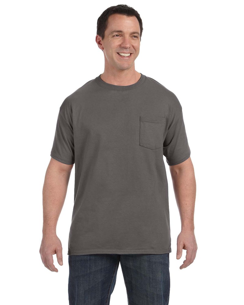 Hanes H5590 Authentic-T ® 100% Cotton T-Shirt with Pocket Front Fullsize"