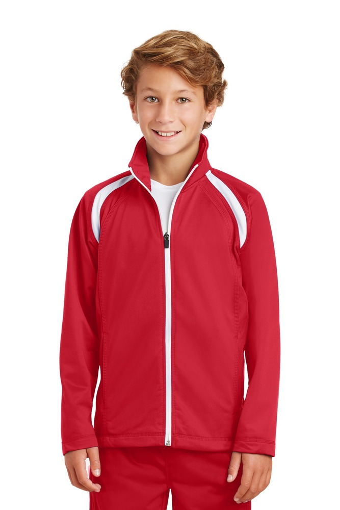 Sport-Tek YST90 Youth Tricot Track Jacket Front Fullsize"
