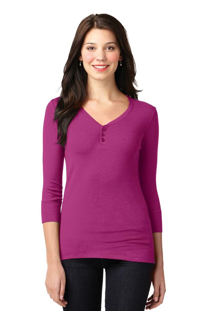 port authority lm1007 ladies concept stretch 3/4-sleeve scoop henley Front Fullsize