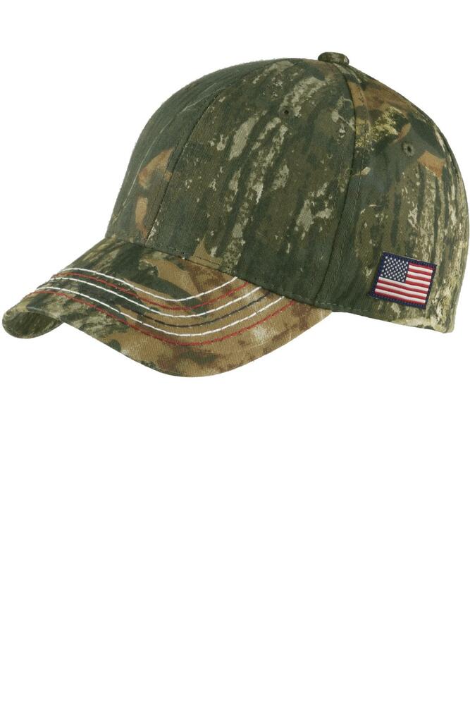 port & company c909 americana contrast stitch camouflage cap Front Fullsize