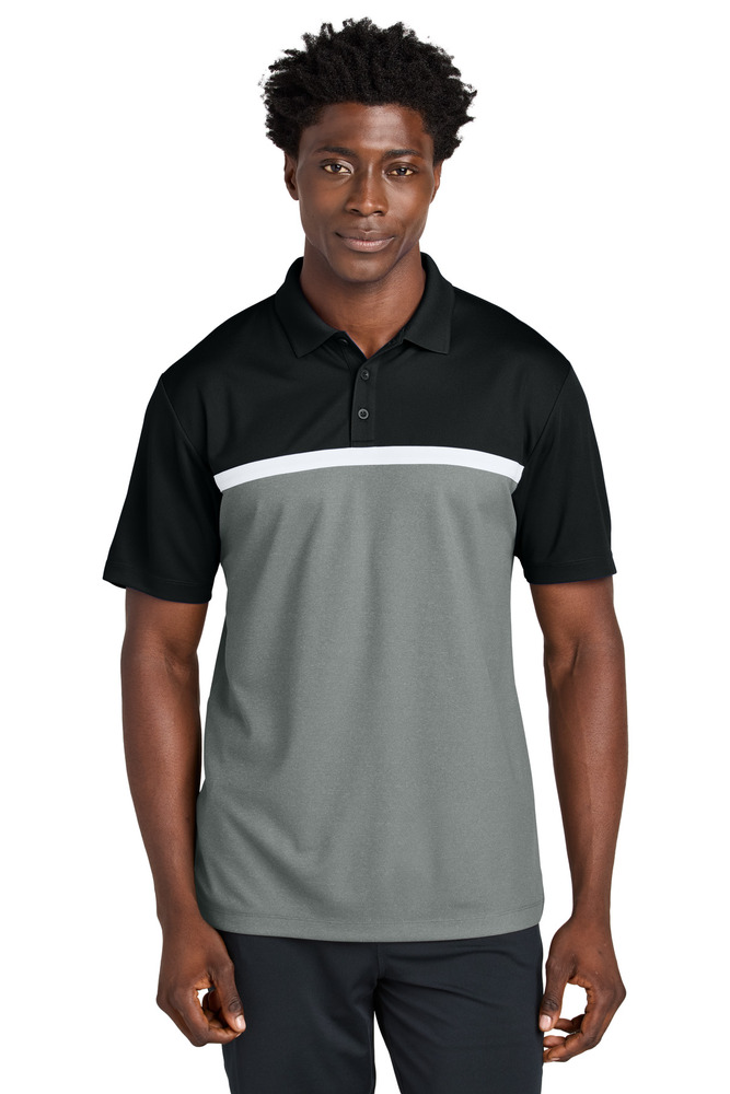 sport-tek st741 uv micropique colorblock polo Front Fullsize