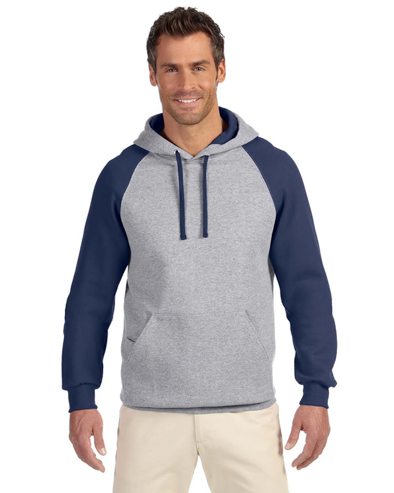 Jerzees 96CR Adult 8 oz. NuBlend® Colorblock Raglan Pullover Hood Front Fullsize"