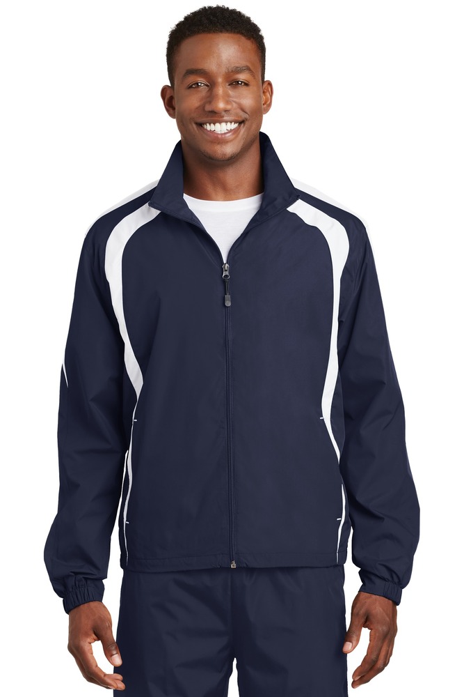 sport-tek jst60 colorblock raglan jacket Front Fullsize