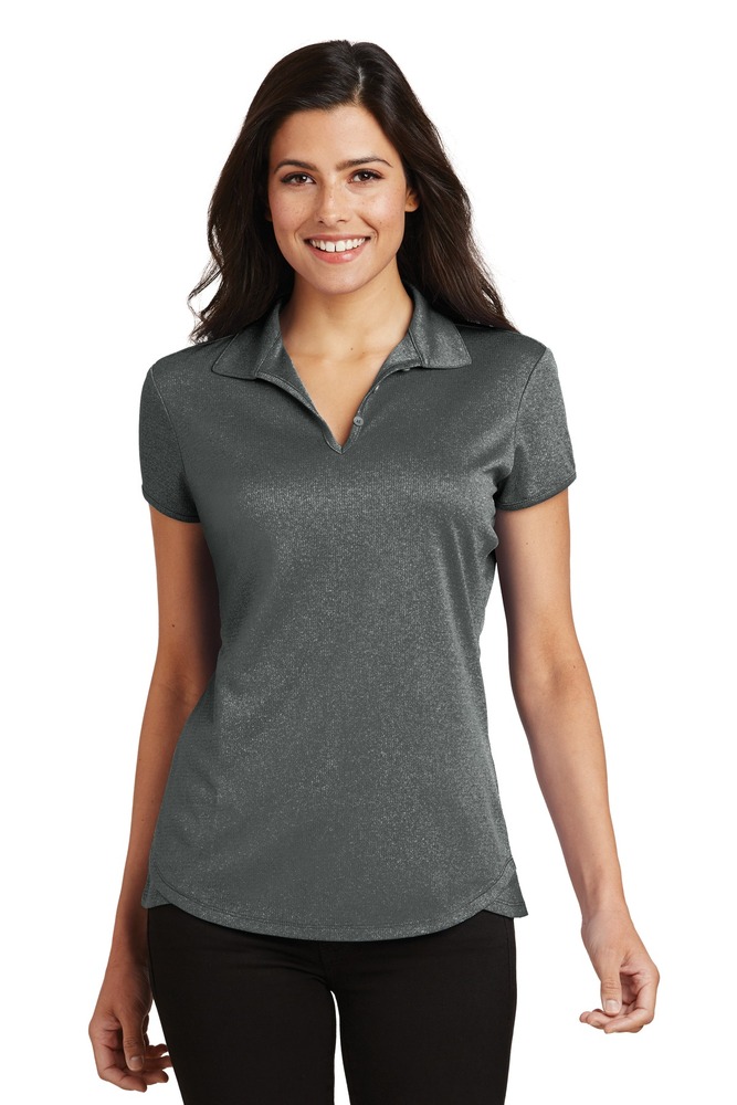 port authority l576 ladies trace heather polo Front Fullsize