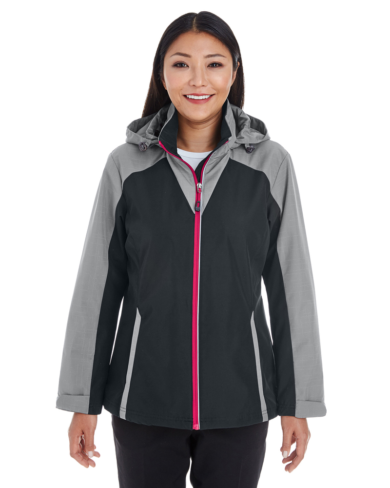north end ne700w ladies' embark interactive colorblock shell with reflective printed panels Front Fullsize