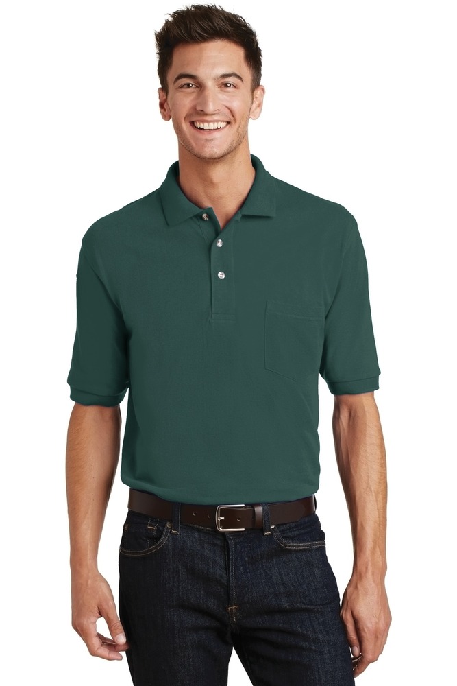 port authority k420p heavyweight cotton pique polo with pocket Front Fullsize