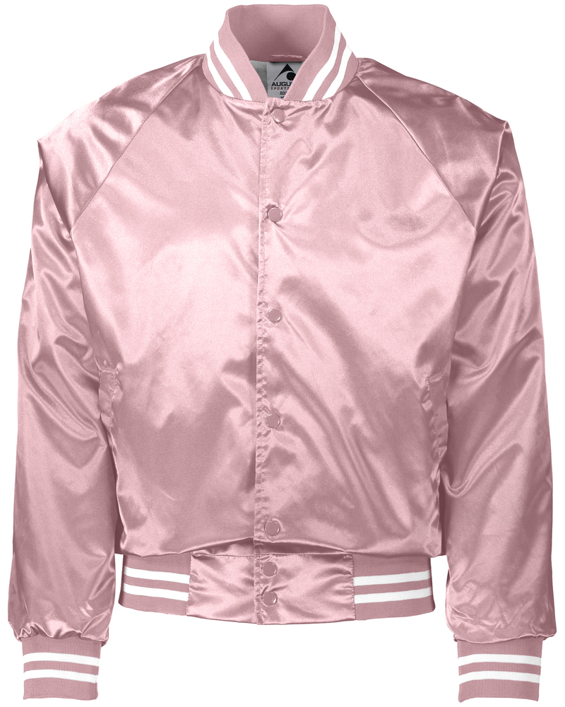 Augusta Sportswear 3610 Satin Baseball Jacket/Striped Trim Front Fullsize"