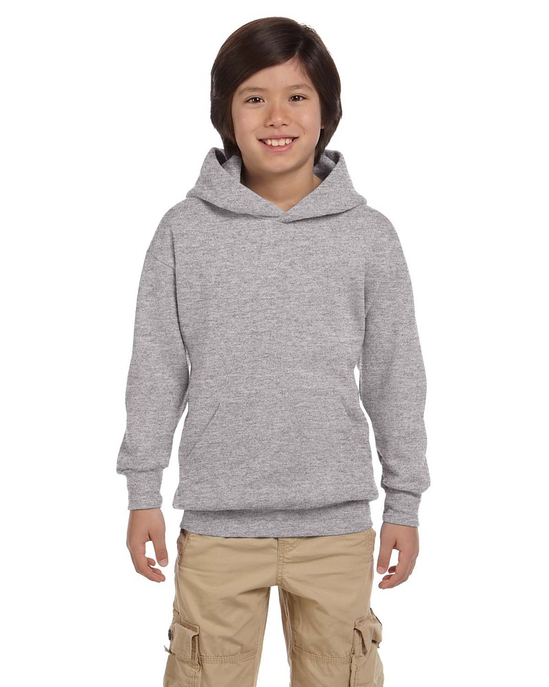 hanes p473 youth 7.8 oz. ecosmart® 50/50 pullover hooded sweatshirt Front Fullsize