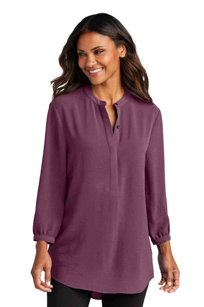 port authority lw713 ladies 3/4-sleeve textured crepe tunic Front Fullsize