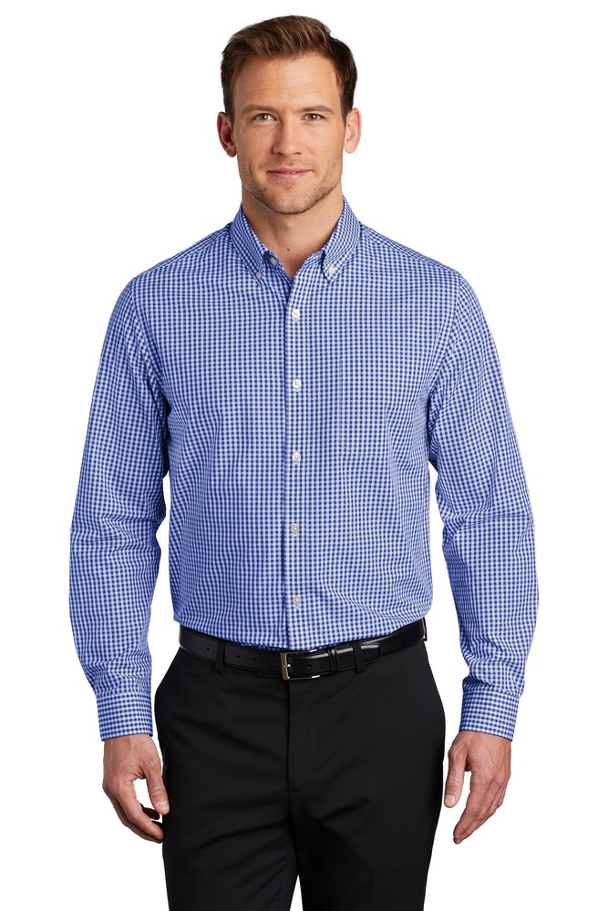 port authority w644 broadcloth gingham easy care shirt Front Fullsize