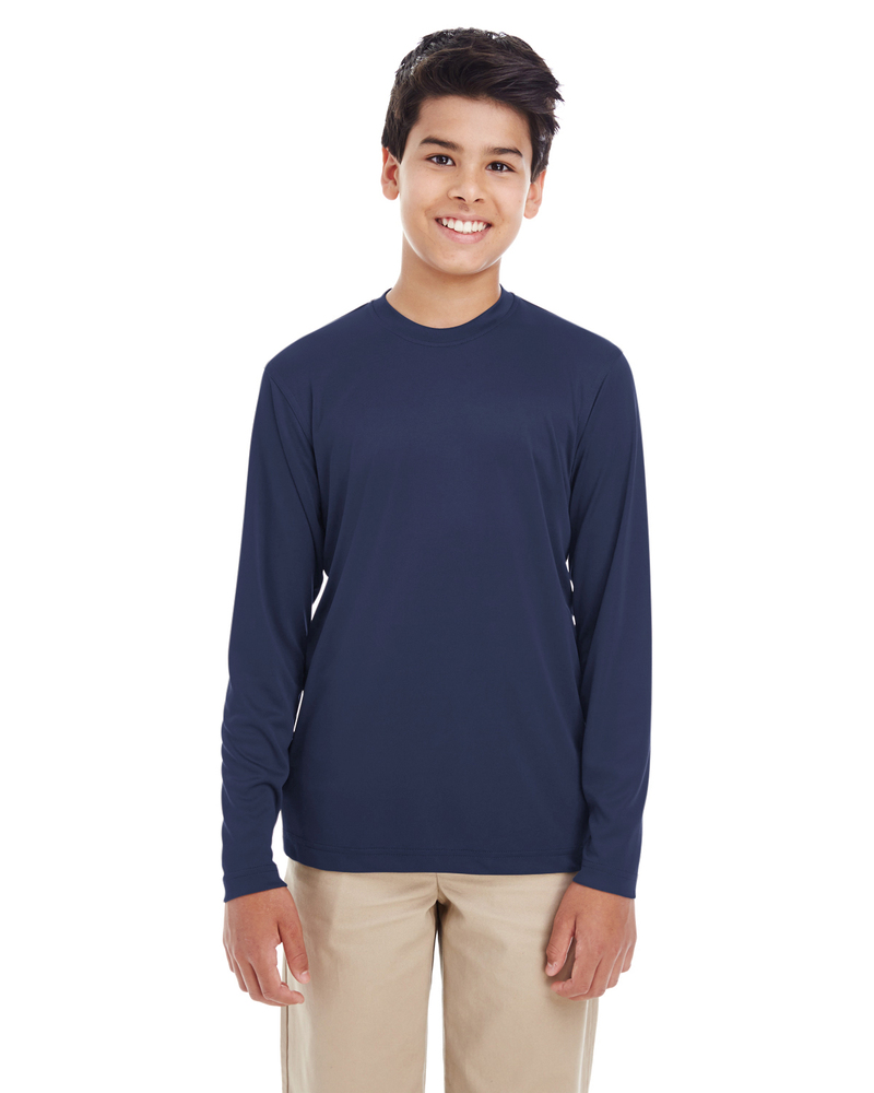 UltraClub 8622Y Youth Cool & Dry Performance Long-Sleeve Top Front Fullsize"
