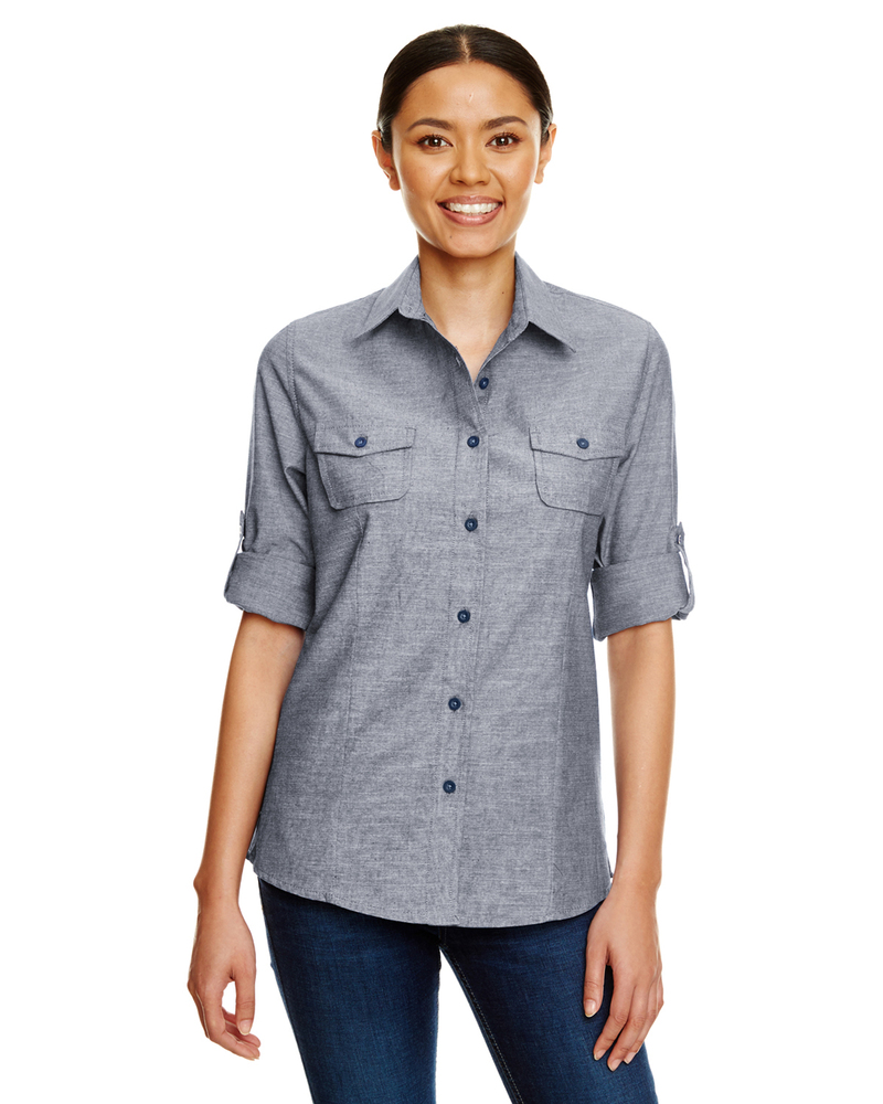 burnside b5255 ladies chambray woven shirt Front Fullsize