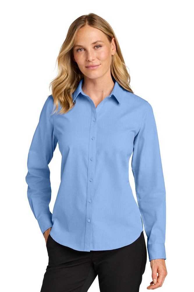 port authority lw816 women's long sleeve nailhead easy care shirt Front Fullsize