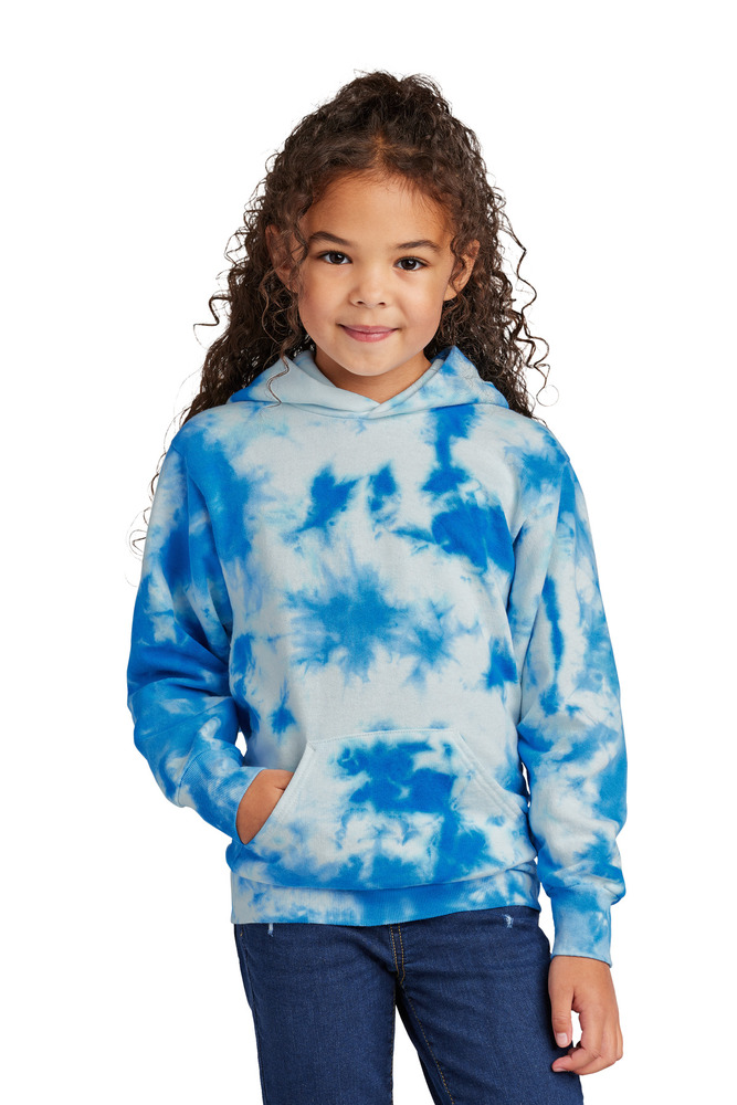 port & company pc144y youth crystal tie-dye pullover hoodie Front Fullsize