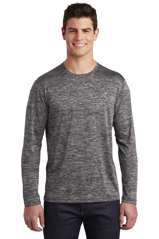 sport-tek st390ls posicharge ® long sleeve electric heather tee Front Fullsize