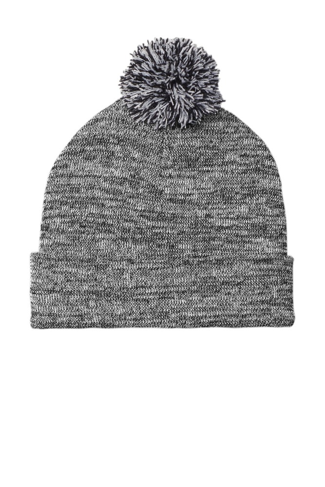 Sport-Tek STC41 Heather Pom Pom Beanie Front Fullsize"