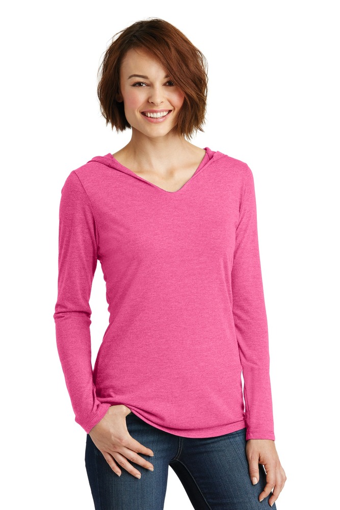 District DM139L Women's Perfect Tri ® Long Sleeve Hoodie Front Fullsize"